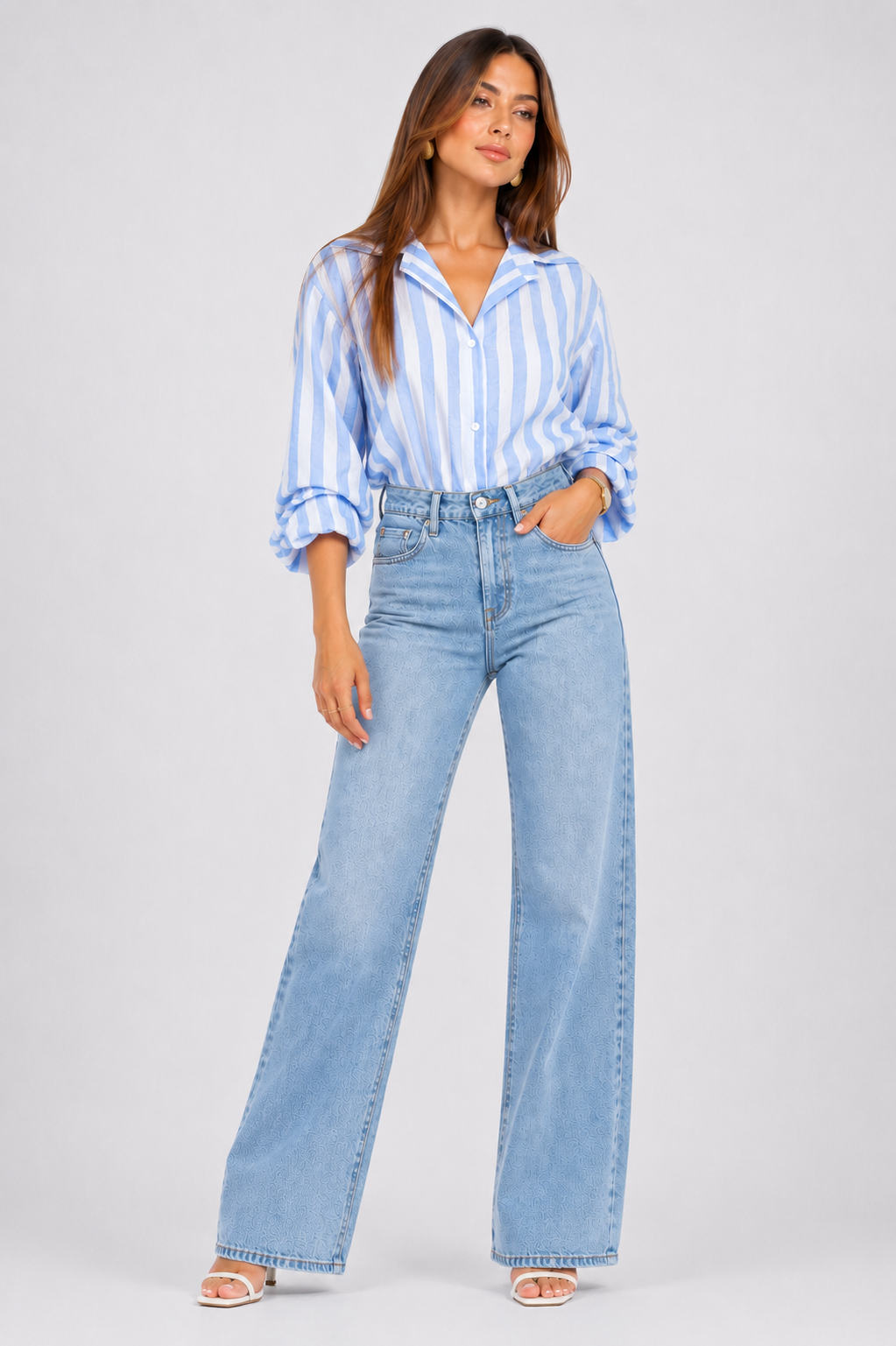 Chemise Rayée Bleu Ciel & Blanc