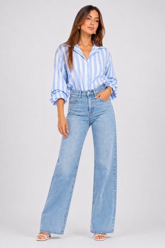 Chemise Rayée Bleu Ciel & Blanc