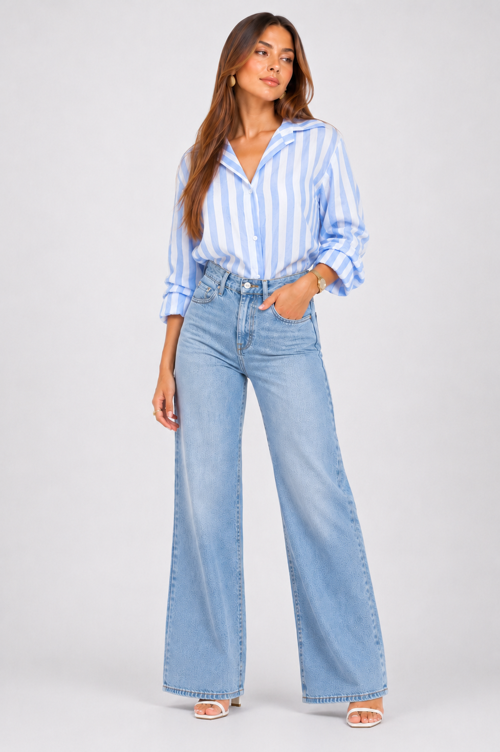 Chemise Rayée Bleu Ciel & Blanc